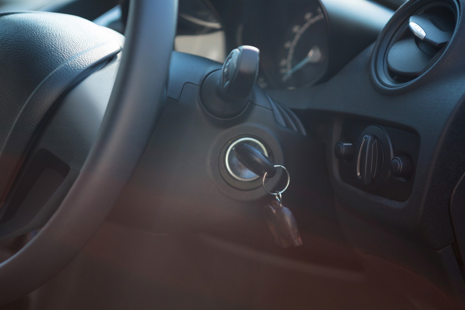 close up of the keys in a car's ignition